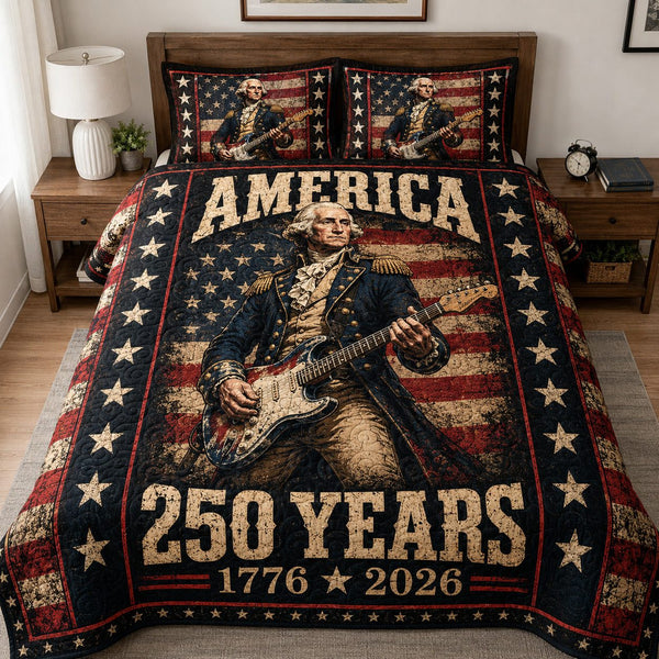 Washington Rhapsody quilted 3-piece bedding set on a made bed with two matching pillow shams