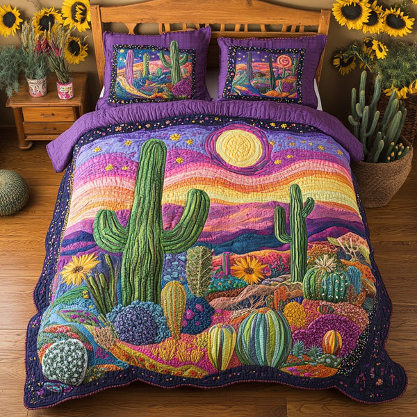 Western Glow quilted 3-piece bedding set on a made bed in a rustic timber bedroom