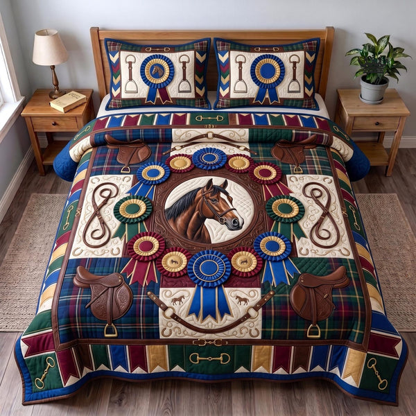 Western Soul quilted 3-piece bedding set on a made bed in a rustic timber bedroom