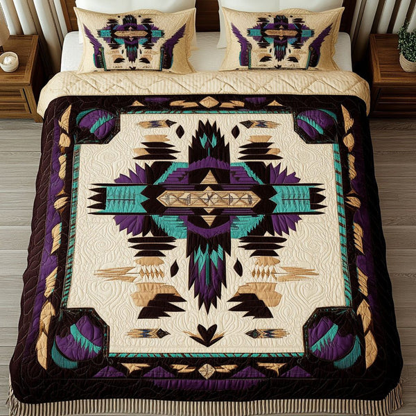 Wild Canyon quilted 3-piece bedding set on a made bed with two matching pillow shams