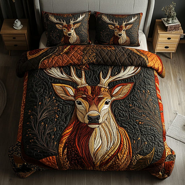 Wild Elegance quilted 3-piece bedding set on a made bed with two matching pillow shams