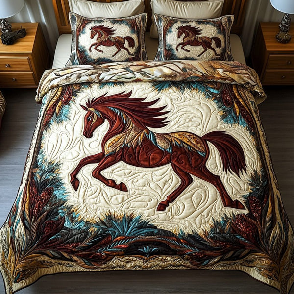 Wild Grace quilted 3-piece bedding set on a made bed with two matching pillow shams