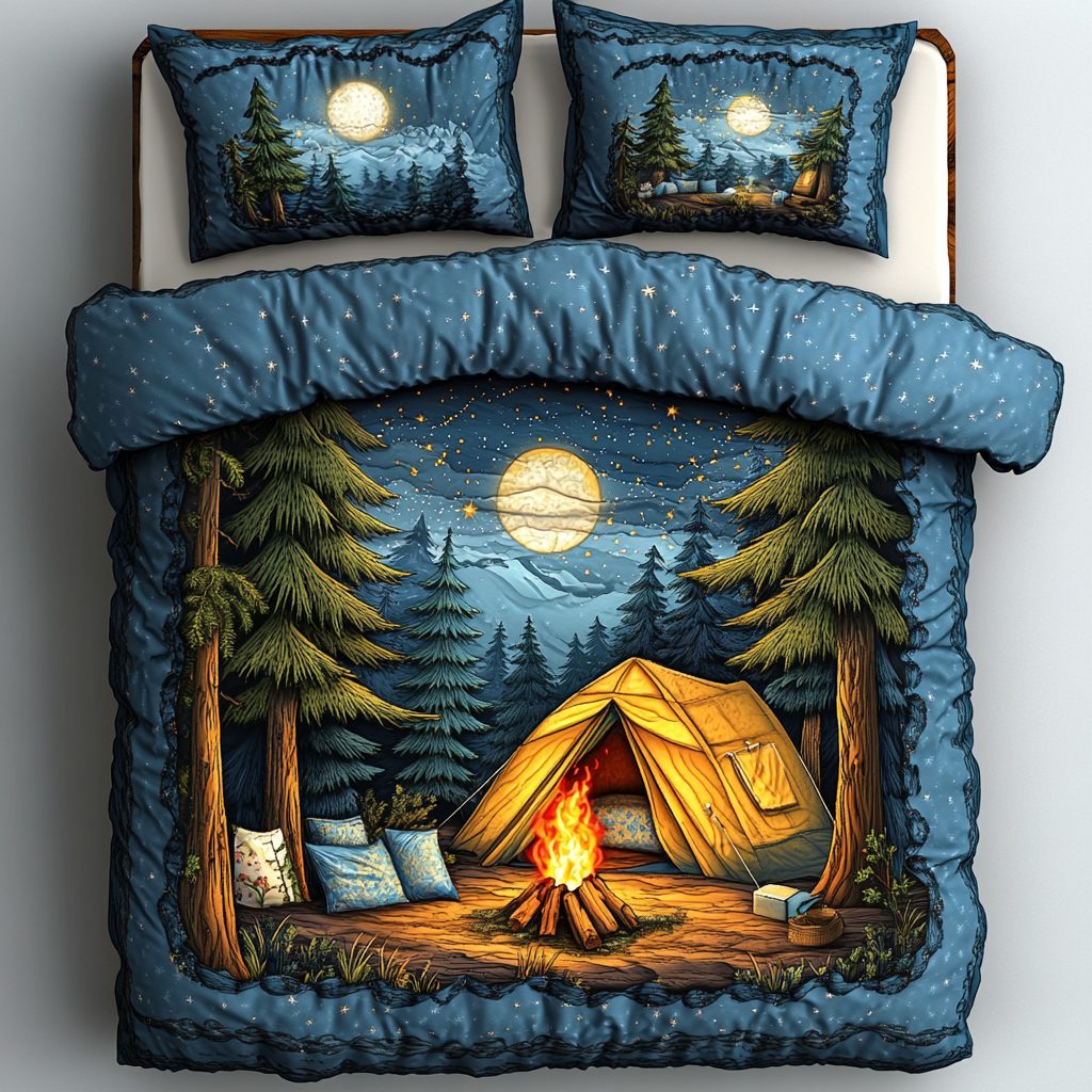 Wild Haven quilted 3-piece bedding set on a made bed with two matching pillow shams