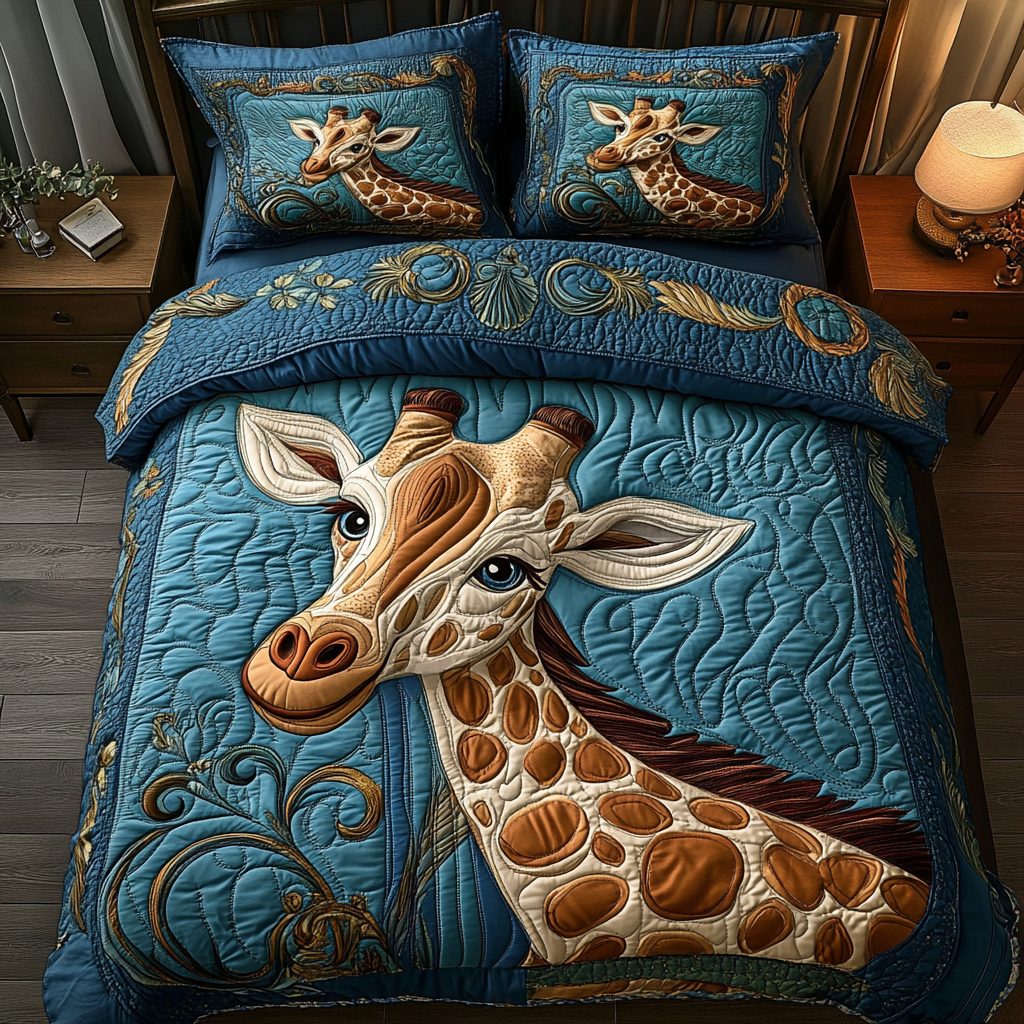 Wild Heights quilted 3-piece bedding set on a made bed with two matching pillow shams