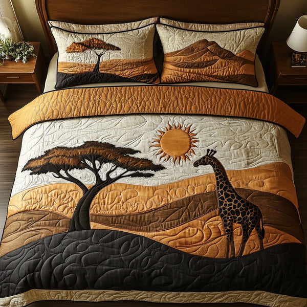 Wild Heights quilted 3-piece bedding set on a made bed with two matching pillow shams