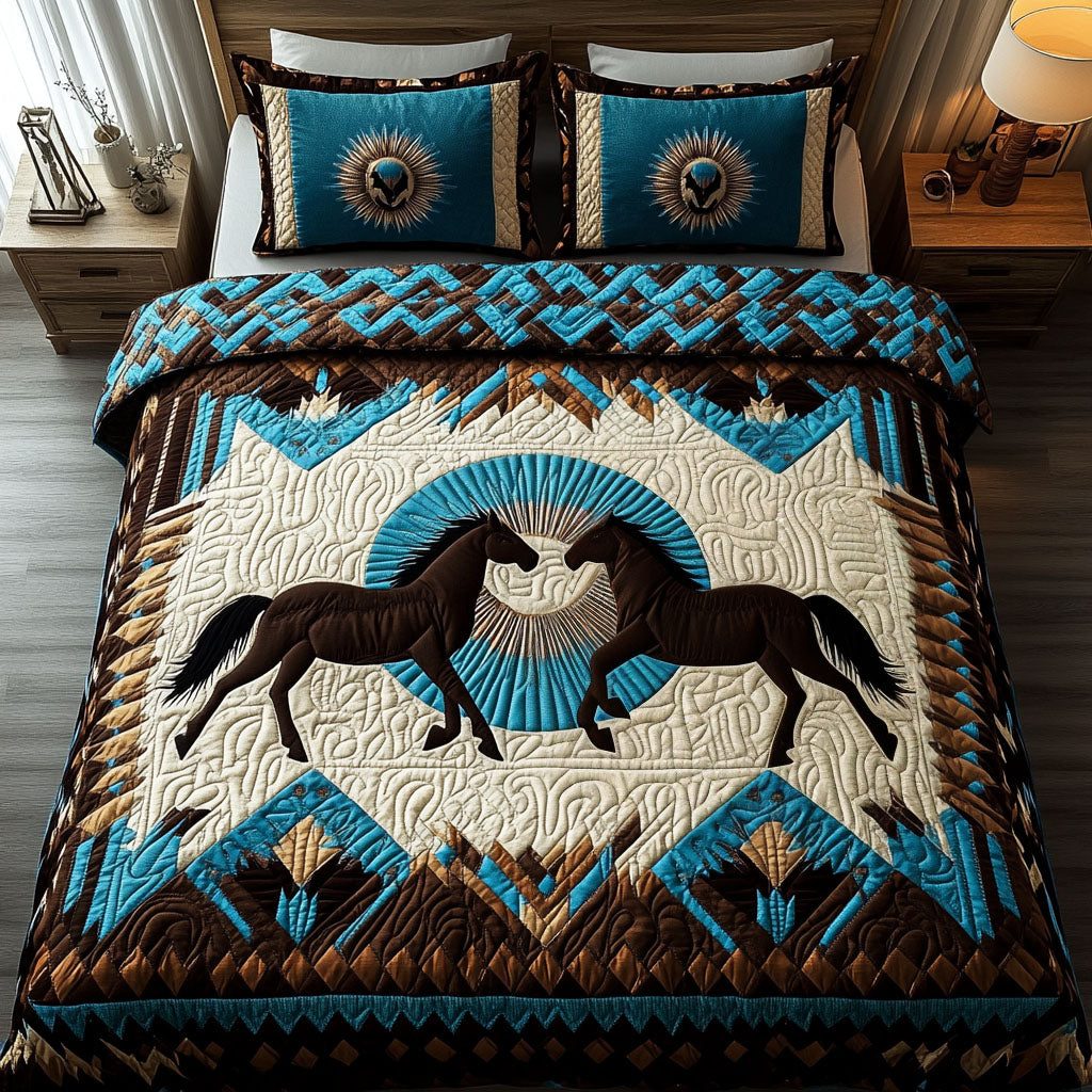 Wild Horizon quilted 3-piece bedding set on a made bed with two matching pillow shams