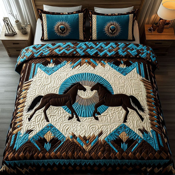 Wild Horizon quilted 3-piece bedding set on a made bed with two matching pillow shams