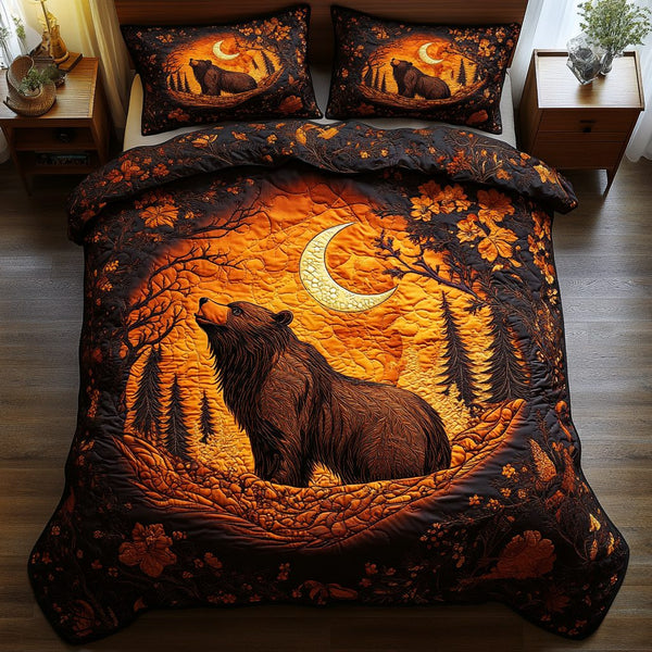 Wild Paws quilted 3-piece bedding set on a made bed with two matching pillow shams