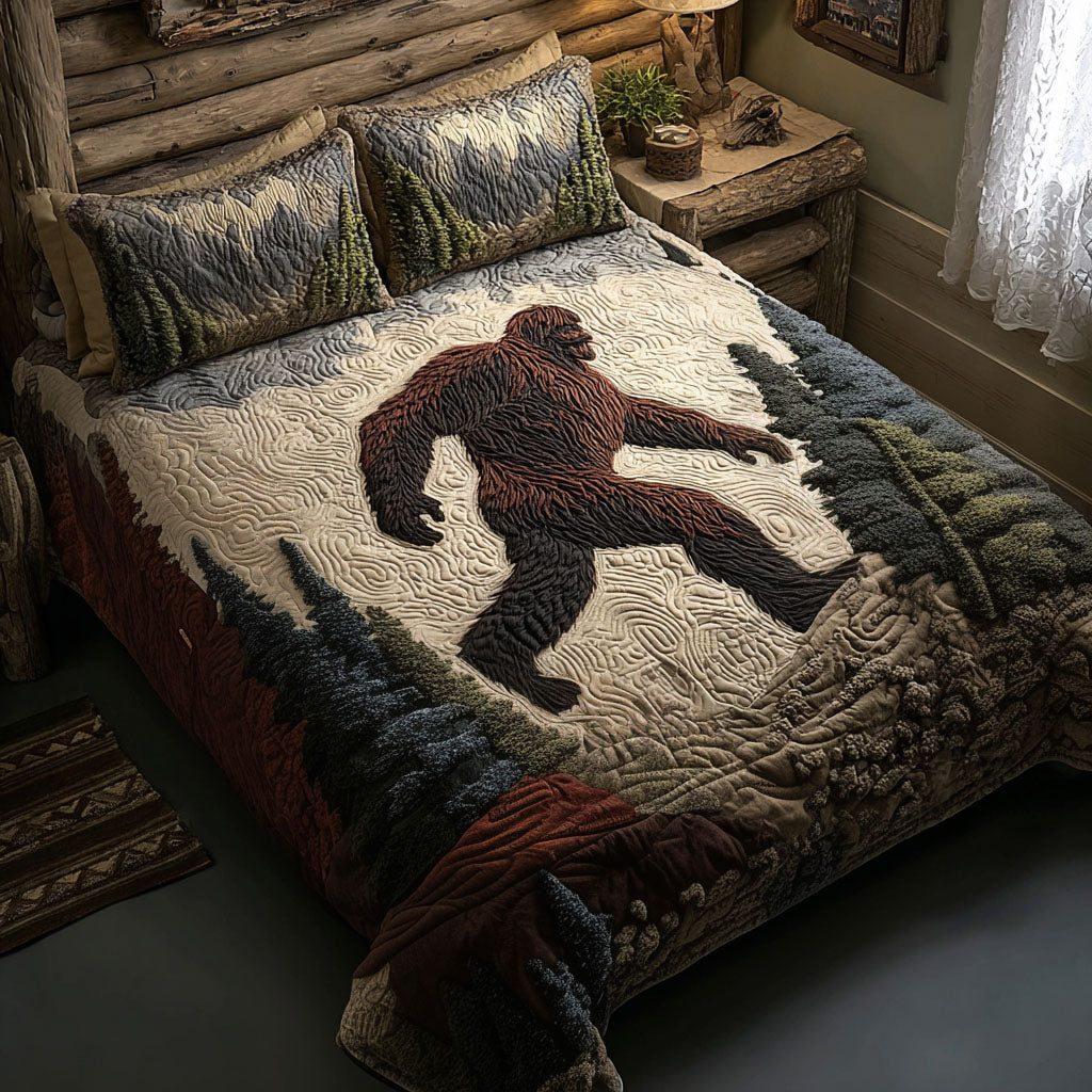 Wild Ridge Guardian quilted 3-piece bedding set on a made bed with two matching pillow shams