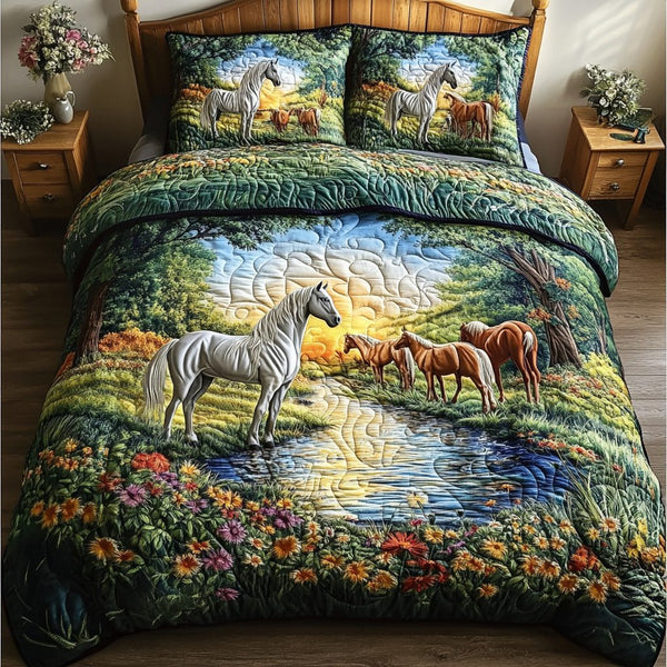 Wild River quilted 3-piece bedding set on a made bed with two matching pillow shams