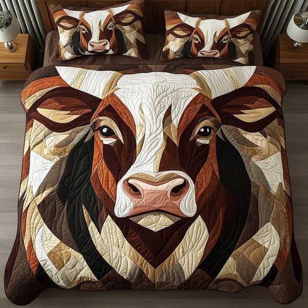 Wild Roamer quilted 3-piece bedding set on a made bed with two matching pillow shams