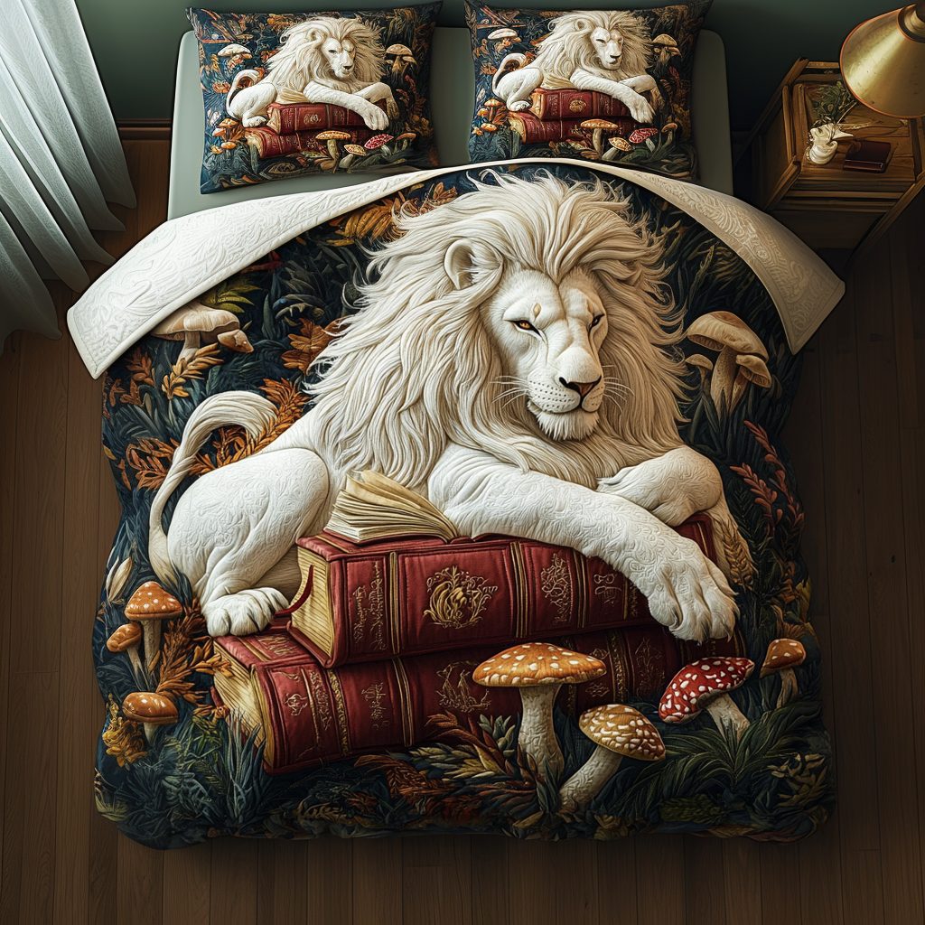 Wild Sovereign quilted 3-piece bedding set on a made bed with two matching pillow shams