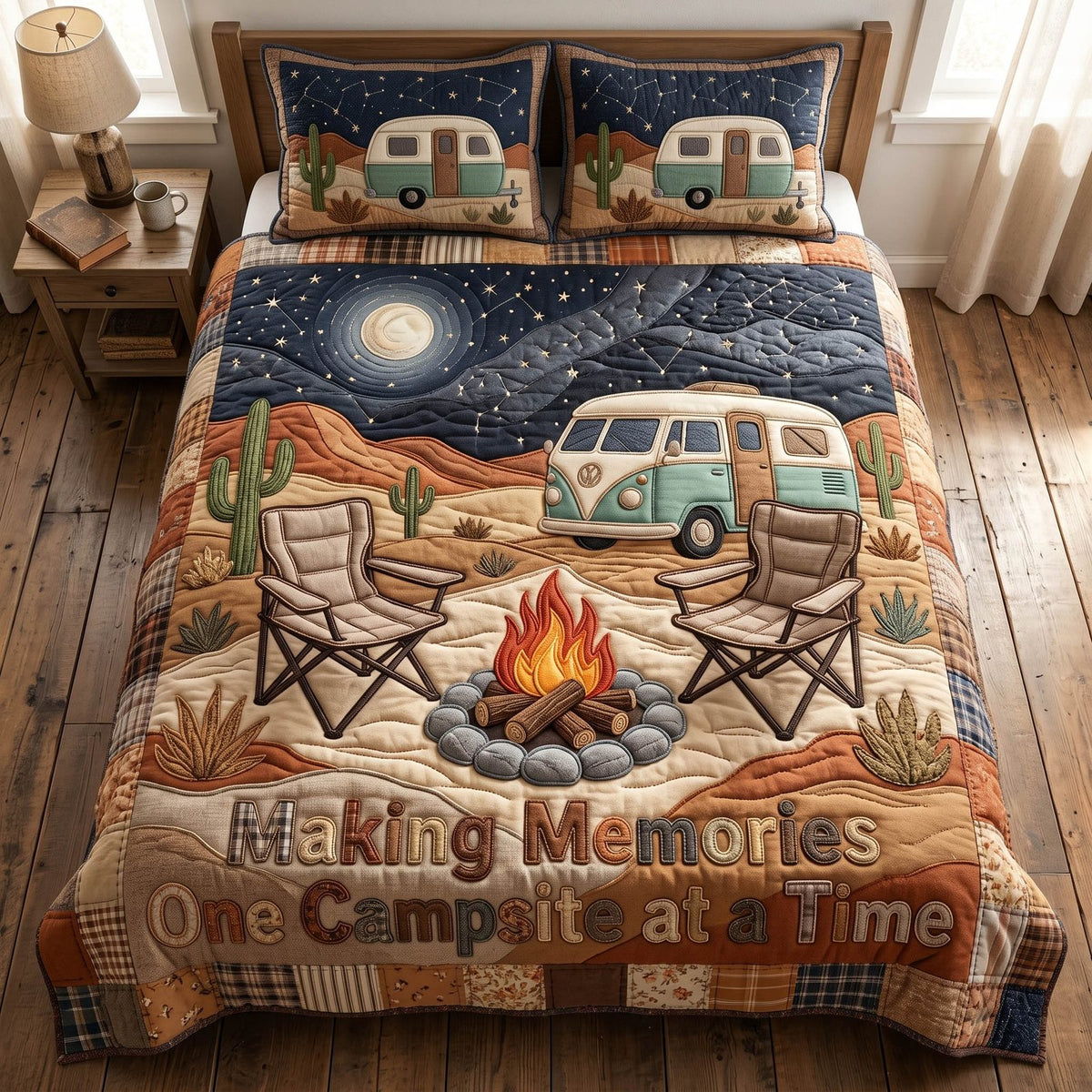 Wild Together quilted 3-piece bedding set on a made bed with two matching pillow shams