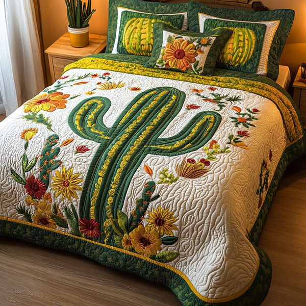 Wild West quilted 3-piece bedding set on a made bed with two matching pillow shams