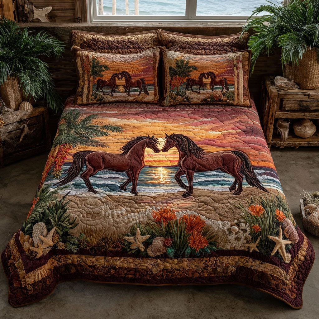 Wildfire Affection quilted 3-piece bedding set on a made bed with two matching pillow shams