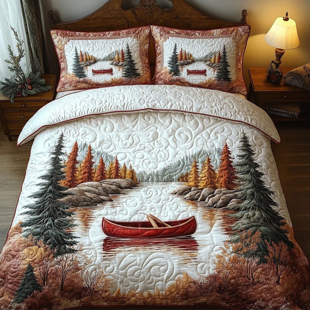 Wildstream quilted 3-piece bedding set on a made bed with two matching pillow shams