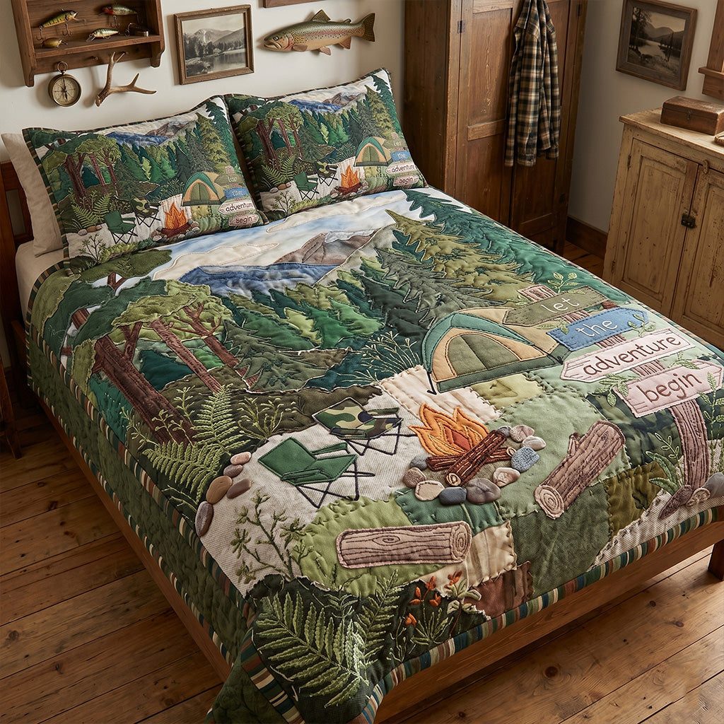 Wildwood Comfort quilted 3-piece bedding set on a made bed with two matching pillow shams