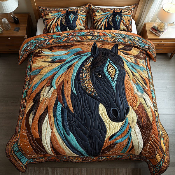 Windrunner quilted 3-piece bedding set on a made bed with two matching pillow shams