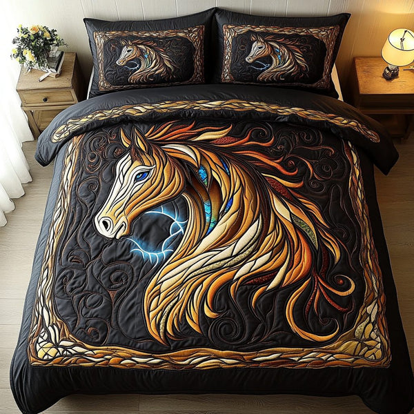 Windrunner quilted 3-piece bedding set on a made bed with two matching pillow shams
