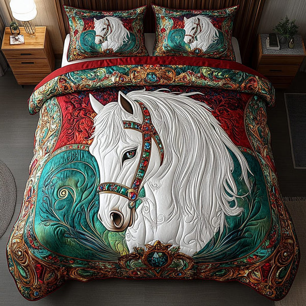 Windrunner quilted 3-piece bedding set on a made bed with two matching pillow shams