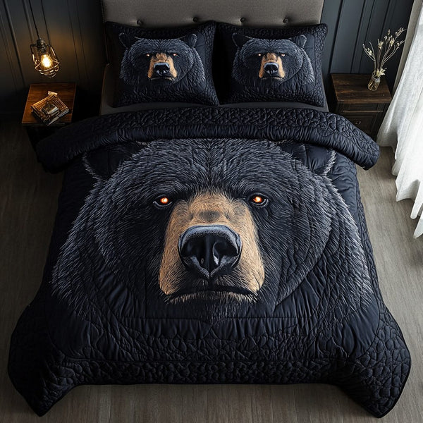 Woodland Power quilted 3-piece bedding set on a made bed with two matching pillow shams